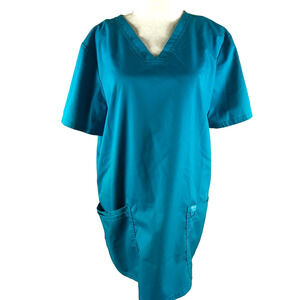 Cherokee Work Wear Women's Scrub Top Size Large Blue Green Medical